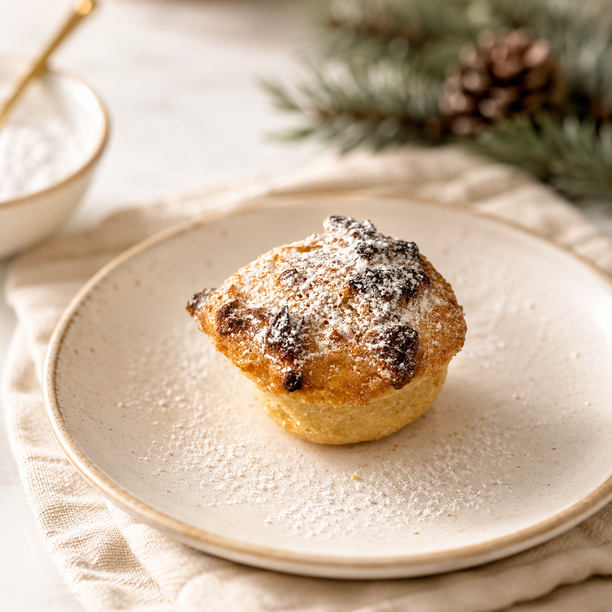 Almond_ On plate Almond Mini Mince Pie on Plate